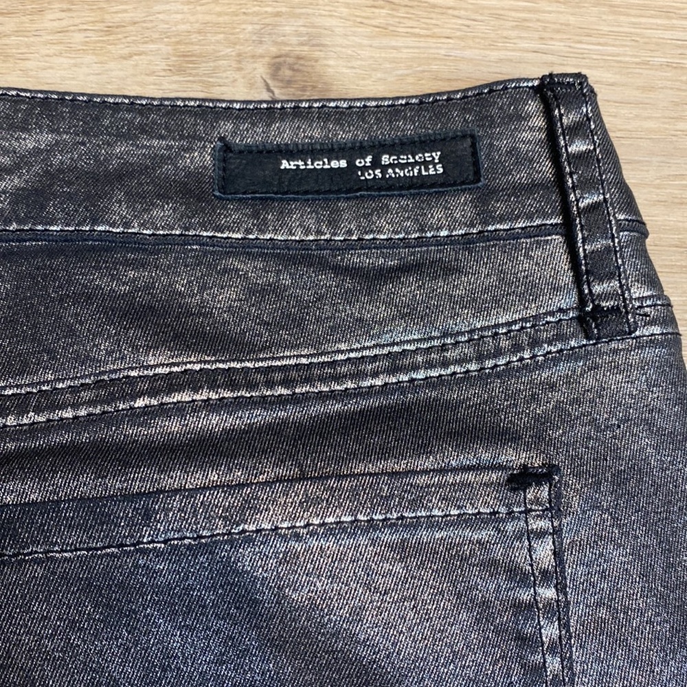 Articles‎ Of Society Foil Coated Skinny Jeans Cyberpunk Whimsigoth Pants - Picture 11 of 17